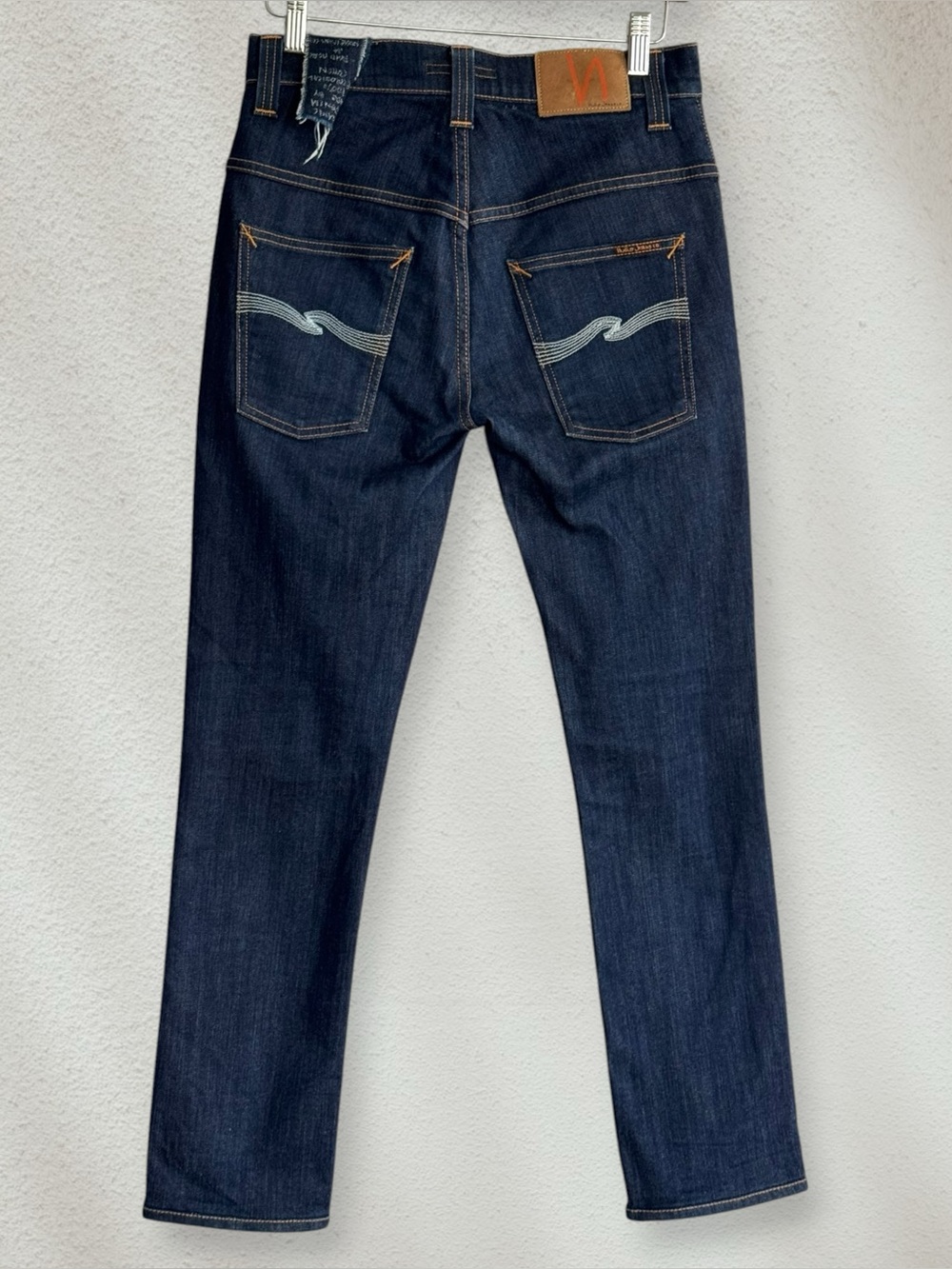 Nudie Jeans Thin Finn Organic Dry Ecru Embo W30 L34 Organic Cotton Denim EUC